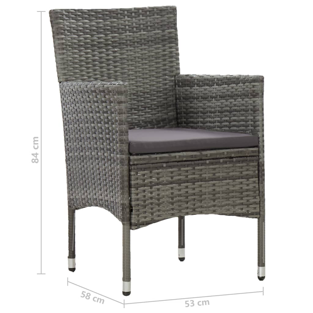 5 Piece Garden Dining Set Grey Poly Rattan and Acacia Wood
