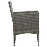 5 Piece Garden Dining Set Grey Poly Rattan and Acacia Wood - Close-Up Angle