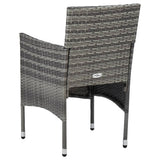 5 Piece Garden Dining Set Grey Poly Rattan and Acacia Wood