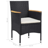5 Piece Garden Dining Set Black Poly Rattan and Acacia Wood - Extra Image