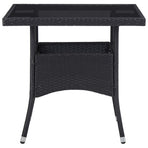 5 Piece Garden Dining Set Black Poly Rattan and Acacia Wood
