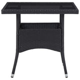 5 Piece Garden Dining Set Black Poly Rattan and Acacia Wood - Side View