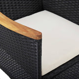 5 Piece Garden Dining Set Black Poly Rattan and Acacia Wood - Extra Image