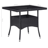 5 Piece Garden Dining Set Black Poly Rattan and Acacia Wood - Extra Image