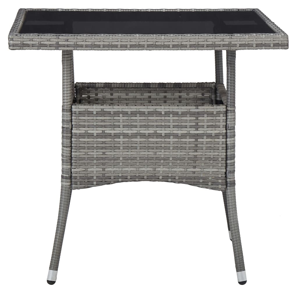 5 Piece Garden Dining Set Grey Poly Rattan and Acacia Wood