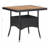 5 Piece Garden Dining Set Black Poly Rattan and Acacia Wood - Extra Image