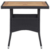 5 Piece Garden Dining Set Black Poly Rattan and Acacia Wood - Top-Down View