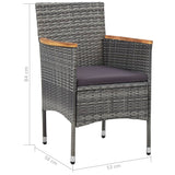 5 Piece Garden Dining Set Grey Poly Rattan and Acacia Wood - Extra Image