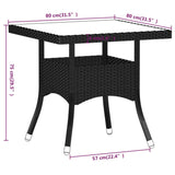 5 Piece Garden Dining Set Poly Rattan and Tempered Glass Black - Extra Image