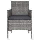 5 Piece Garden Dining Set Poly Rattan and Tempered Glass Grey - Rear View