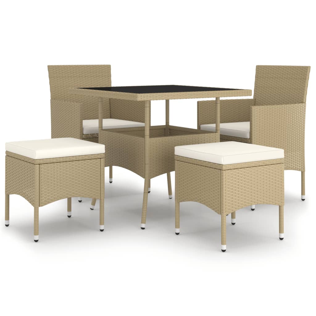 5 Piece Garden Dining Set Poly Rattan Beige (310551+310612)