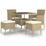 5 Piece Garden Dining Set Poly Rattan Beige (310551+310612) - Front View