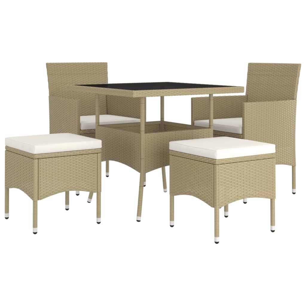 5 Piece Garden Dining Set Poly Rattan Beige (310551+310612)