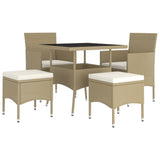 5 Piece Garden Dining Set Poly Rattan Beige (310551+310612)