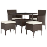 5 Piece Garden Dining Set Poly Rattan Brown - Side View