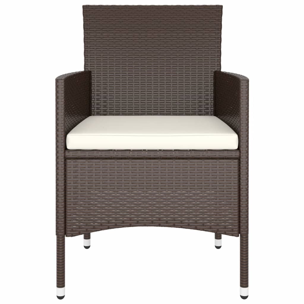 5 Piece Garden Dining Set Poly Rattan Brown