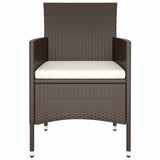 5 Piece Garden Dining Set Poly Rattan Brown