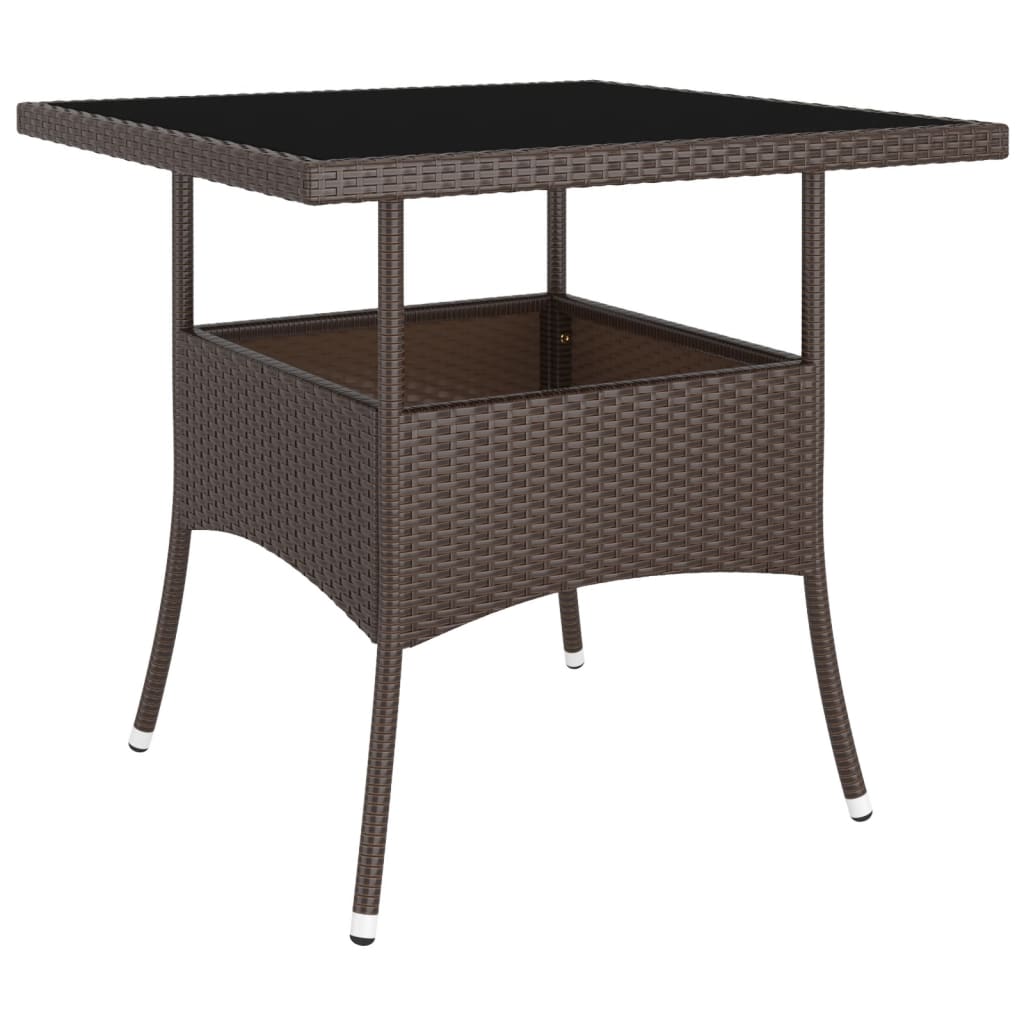 5 Piece Garden Dining Set Poly Rattan Brown