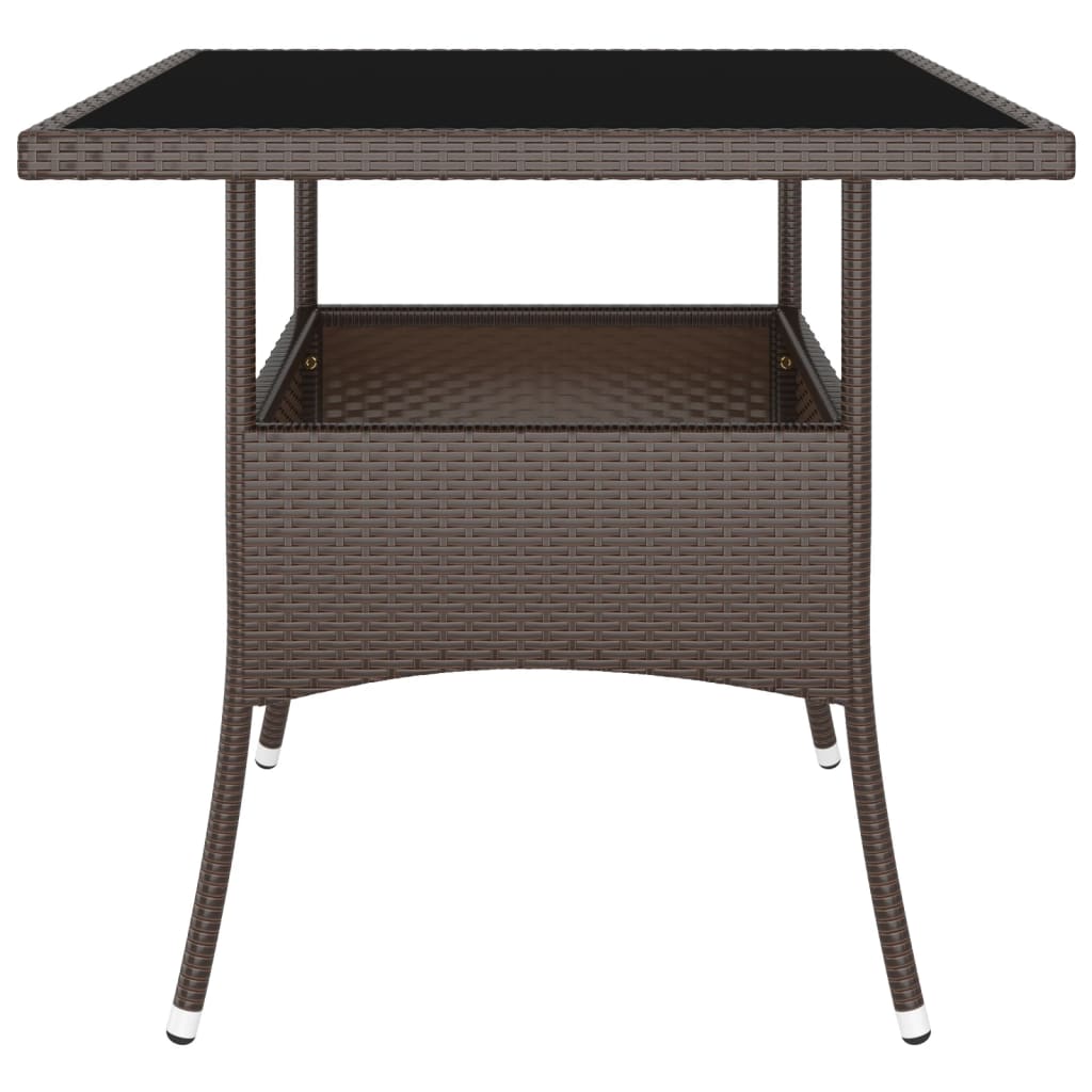 5 Piece Garden Dining Set Poly Rattan Brown