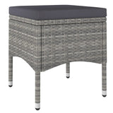 5 Piece Garden Dining Set Poly Rattan & Solid Acacia Wood Grey - Close-Up Angle