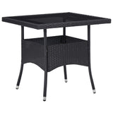 5 Piece Garden Dining Set Poly Rattan and Tempered Glass Black - Side View