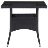 5 Piece Garden Dining Set Poly Rattan and Tempered Glass Black