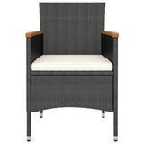 5 Piece Garden Dining Set Poly Rattan and Tempered Glass Black