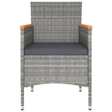 5 Piece Garden Dining Set Poly Rattan and Tempered Glass Grey - Rear View