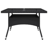 9 Piece Garden Dining Set Poly Rattan and Glass Black