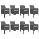 9 Piece Garden Dining Set Poly Rattan and Glass Grey