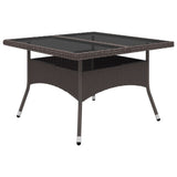9 Piece Garden Dining Set Poly Rattan and Glass Brown