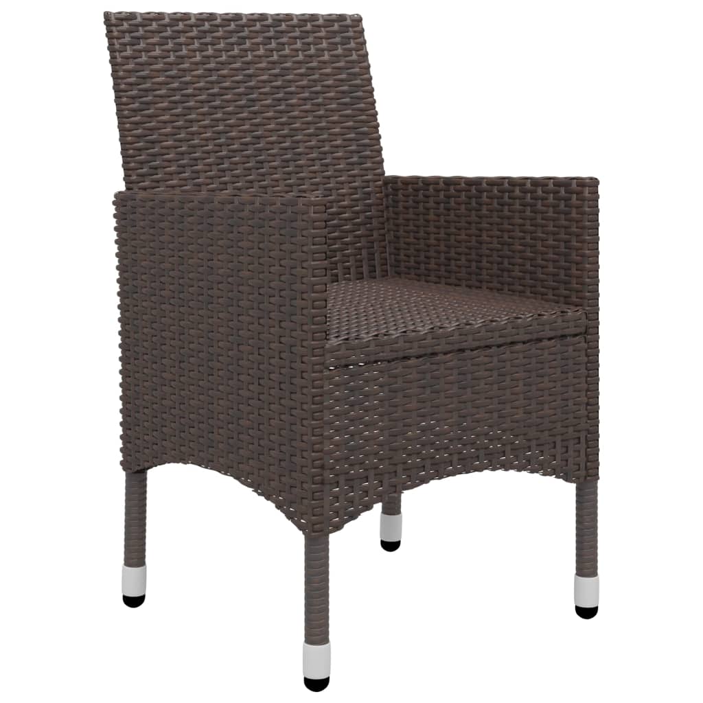 9 Piece Garden Dining Set Poly Rattan and Glass Brown