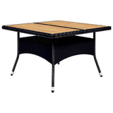 9 Piece Garden Dining Set Poly Rattan and Acacia Wood Black - Side View