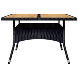 9 Piece Garden Dining Set Poly Rattan and Acacia Wood Black - 45-Degree Angle