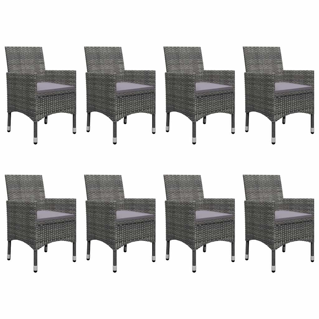 9 Piece Garden Dining Set Poly Rattan and Acacia Wood Grey