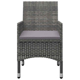 9 Piece Garden Dining Set Poly Rattan and Acacia Wood Grey - Low Angle