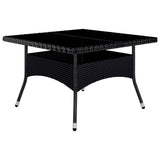 9 Piece Garden Dining Set Poly Rattan and Acacia Wood Black - Side View