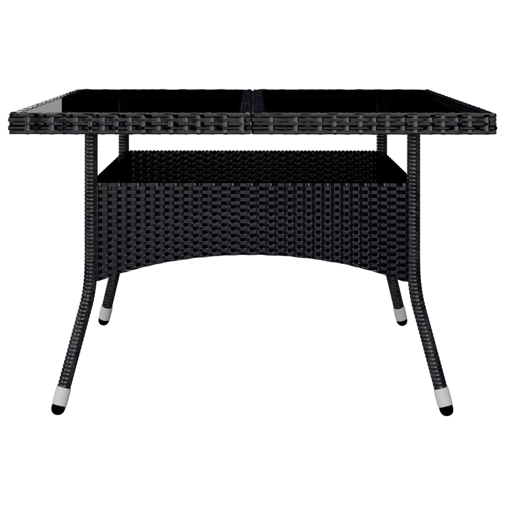 9 Piece Garden Dining Set Poly Rattan and Acacia Wood Black