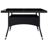 9 Piece Garden Dining Set Poly Rattan and Acacia Wood Black - Top-Down View