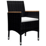 9 Piece Garden Dining Set Poly Rattan and Acacia Wood Black - Close-Up Angle