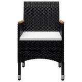 9 Piece Garden Dining Set Poly Rattan and Acacia Wood Black - Low Angle