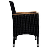 9 Piece Garden Dining Set Poly Rattan and Acacia Wood Black - Extra Image