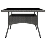 9 Piece Garden Dining Set Poly Rattan and Acacia Wood Grey - 45-Degree Angle
