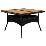 9 Piece Garden Dining Set Poly Rattan and Acacia Wood Black