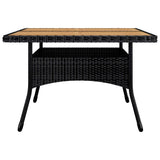 9 Piece Garden Dining Set Poly Rattan and Acacia Wood Black - 45-Degree Angle