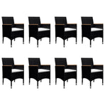 9 Piece Garden Dining Set Poly Rattan and Acacia Wood Black