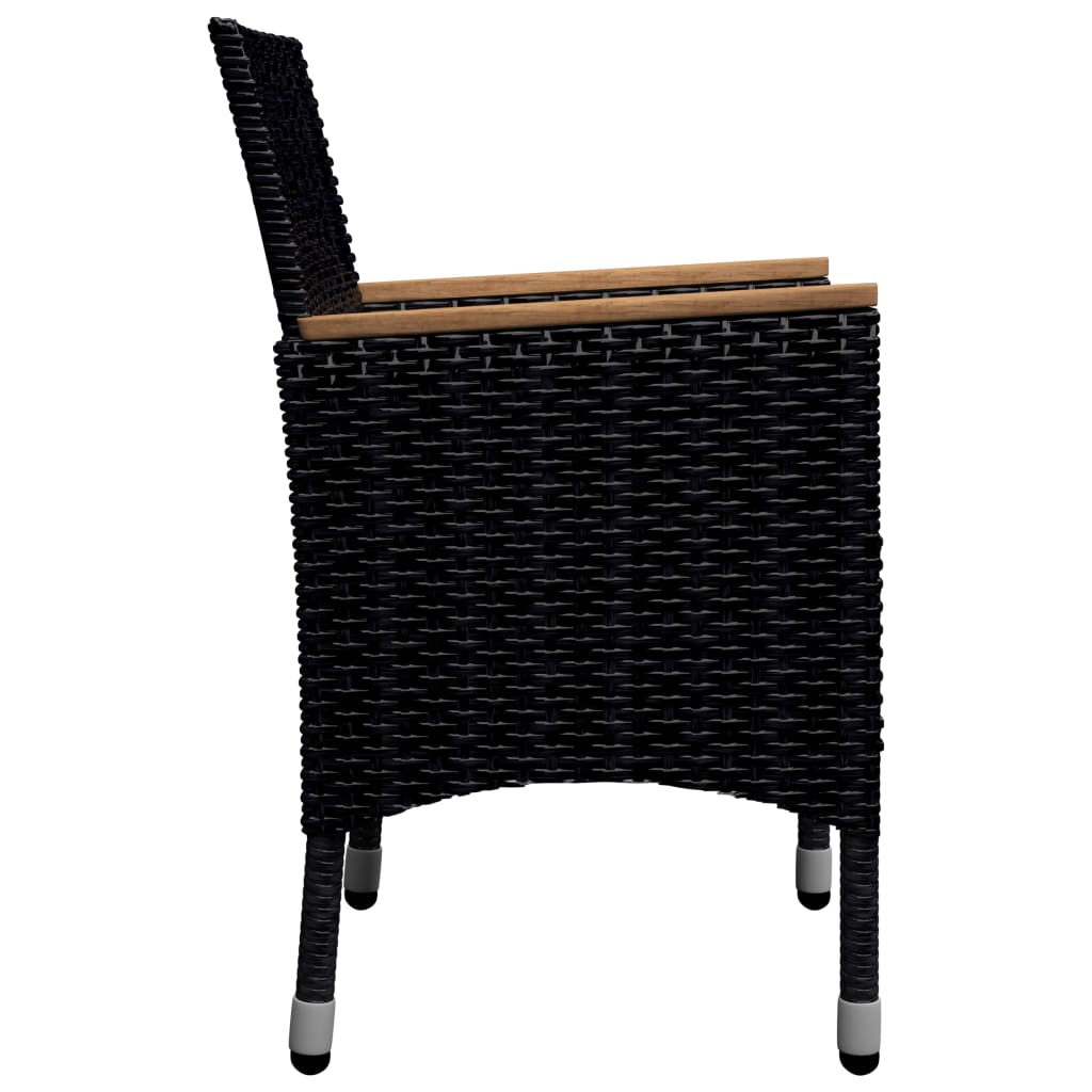 9 Piece Garden Dining Set Poly Rattan and Acacia Wood Black