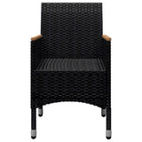9 Piece Garden Dining Set Poly Rattan and Acacia Wood Black - Extra Image