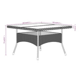 5 Piece Garden Dining Set Poly Rattan and Tempered Glass Grey - Extra Image