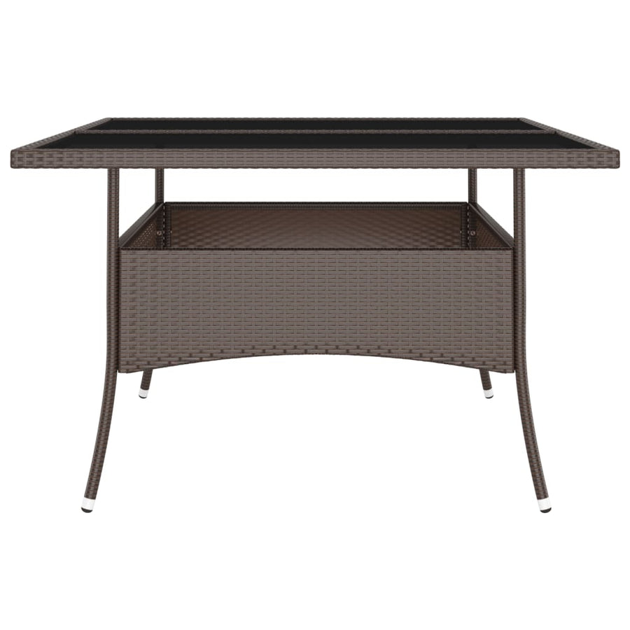 9 Piece Garden Dining Set Poly Rattan Brown